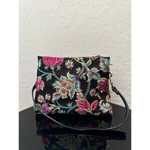 BETSEY JOHNSON Black Floral Tapestry Small Purse Crossbody Shoulder Bag